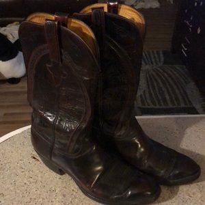 Luchesse black cherry goat leather cowboy boot